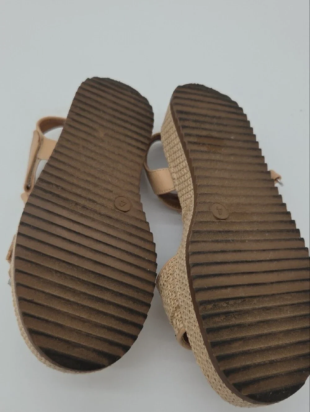 #026 Beige Raffia Platform Sandals with Crystal Buckles